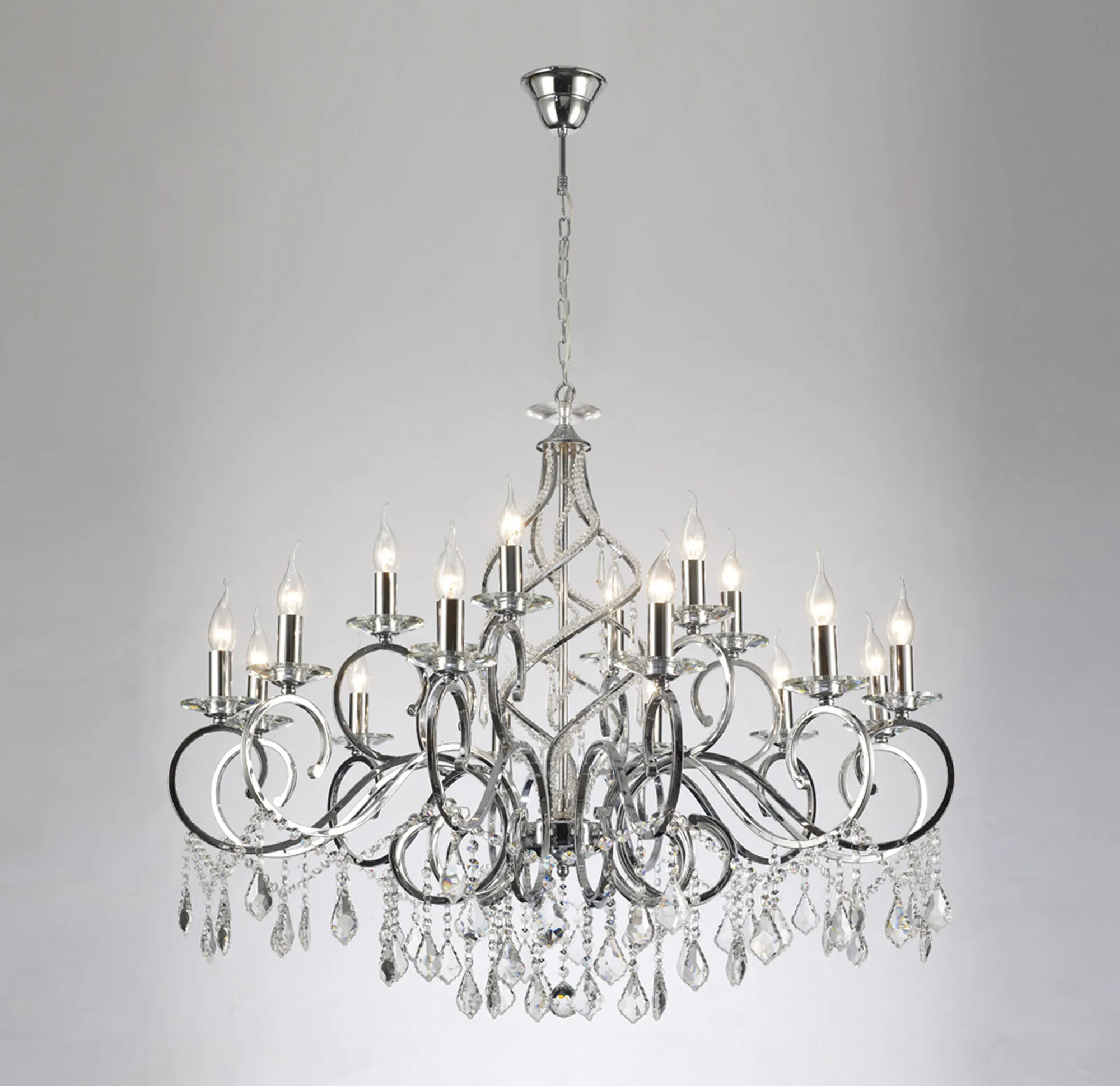 Torino Polished Chrome Crystal Ceiling Lights Diyas Tiered Crystal Fittings